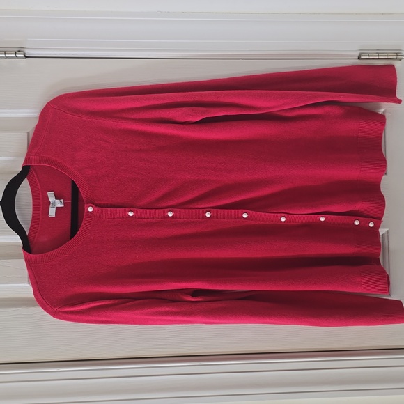 CROFT AND BARROW BRAND WOMEN'S PINK FRONT BUTTON CARDIGAN SIZE LARGE - Picture 5 of 15